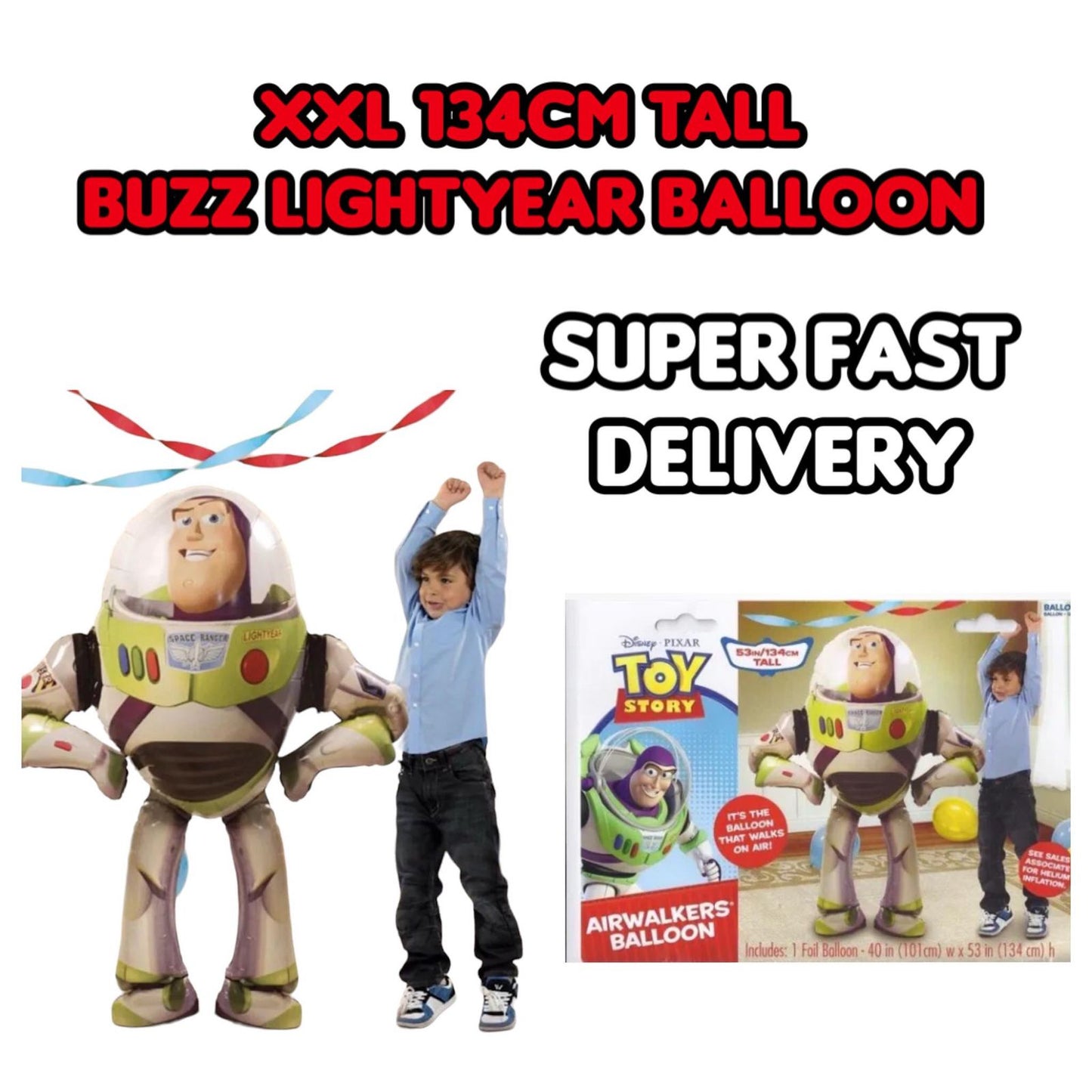 Buzz Lightyear Balloon | 134cm Tall | Toy Story | Air 3D Airwalker | Party