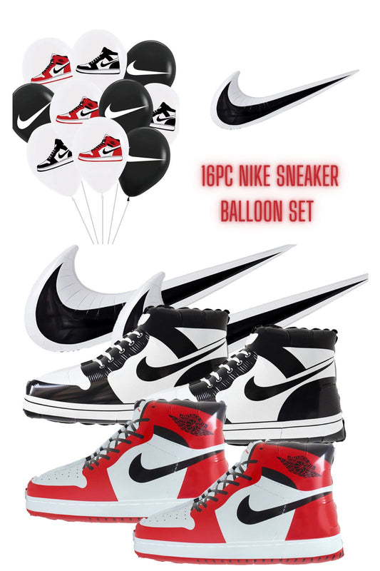 16pc Nike Sneaker Balloon Set | Foil & Latex Balloon Set | Birthday | Kids Party